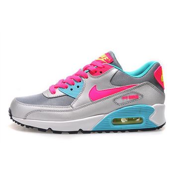 Nike Air Max 90 Womens Shoes New Silver Pink Sky Blue Hot Canada